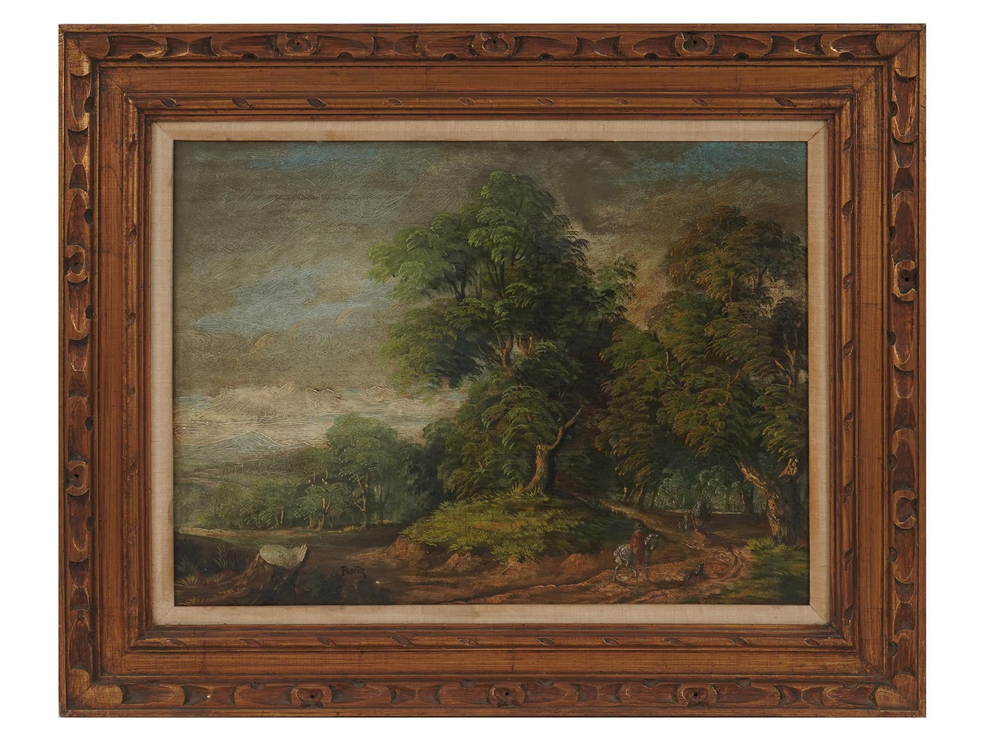 ANTIQUE OIL LANDSCAPE PAINTING SIGNED BOTIZ PIC-0